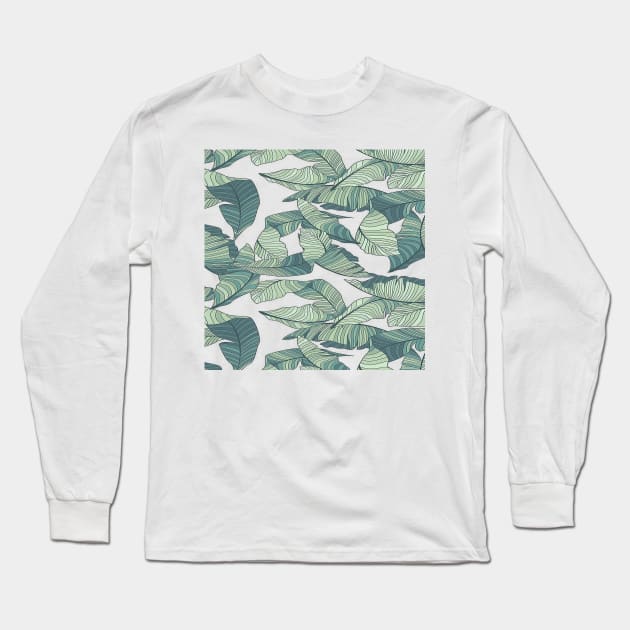 Tropical Palm Leaf Long Sleeve T-Shirt by iambolders